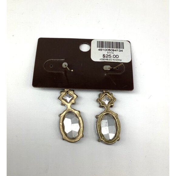 Chicos Enya Blue & Clear Crystal Dangle Earrings NWT - Picture 3 of 5